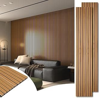 Art3d 2pcs-104 x 15.75in Slat Acoustic Panel for Wall and Ceiling, 3D Fluted Sound Absorbing Panel with Wood Finish, Teak