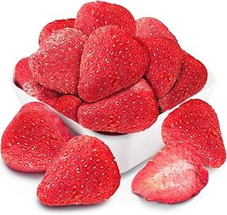 16 Oz Freeze-Dried Whole Strawberries - Dehydrated Fruit - Frozen No Sugar Added, No Additives - Premium Natural Single-Ingredient Strawberry - Perfect for Oatmeal, Cereal, Smoothies, Yogurt & Baking Toppings & Snacks