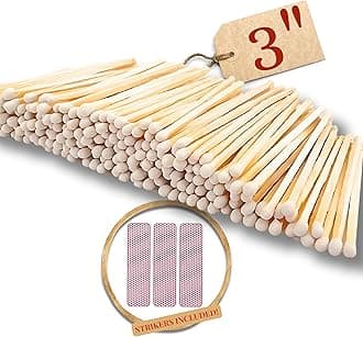 100-3" White Matches | Choose from 2", 3", 4", 5", 8" Wooden Safety Matches or Matchbox | Refill or Replacement Match for Candle Gift Set or Wedding Favors | Strikers Included (3")