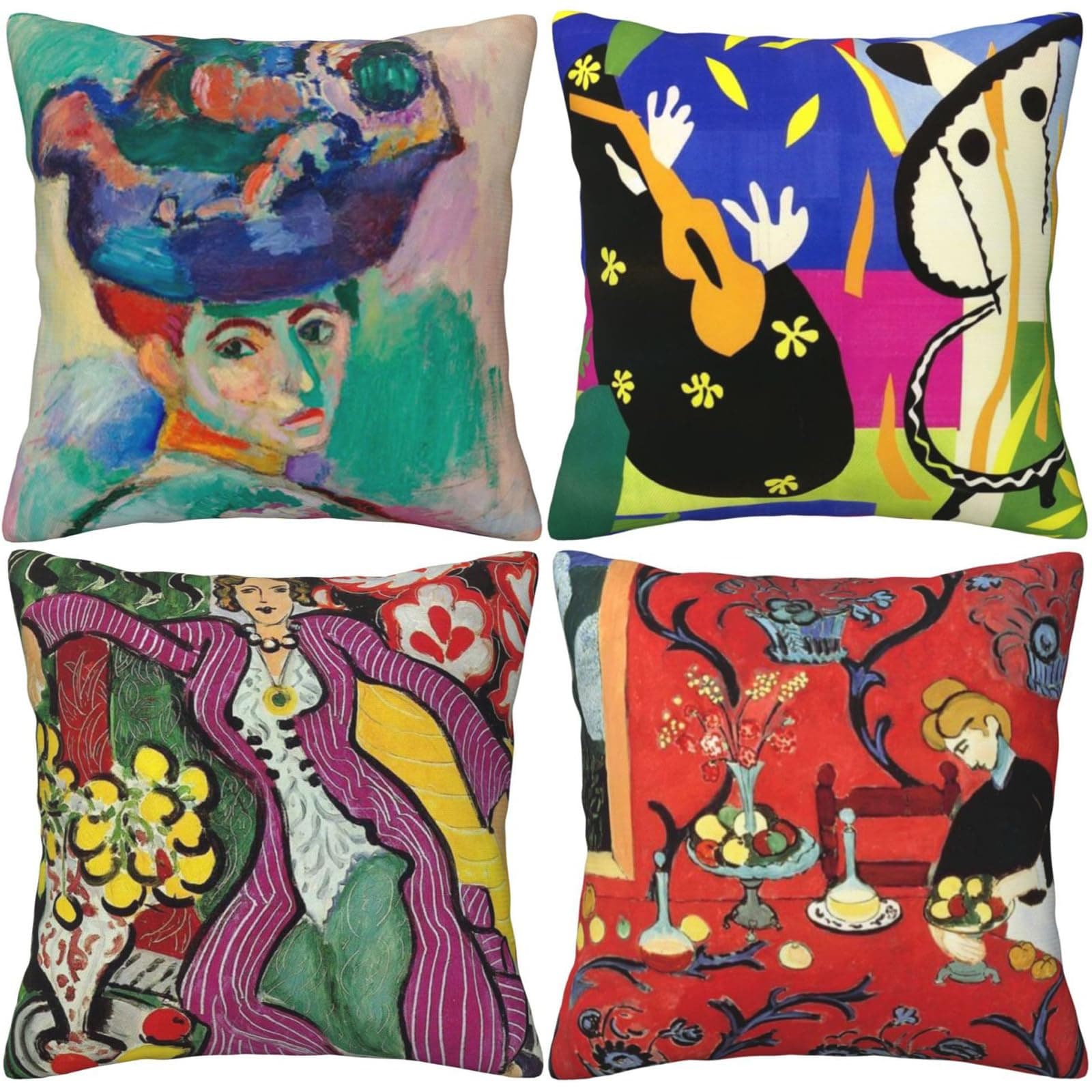 HOSTECCO Art Pillow Covers 18x18 Inch Set of 4