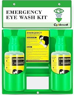 CGOLDENWALL Emergency Eye Wash Station Portable Eyewash Station Wall Mounted Eye Wash Kit, OSHA Approved Double 16.9oz Eye Wash Bottles for First Aid (EMPTY Bottles)