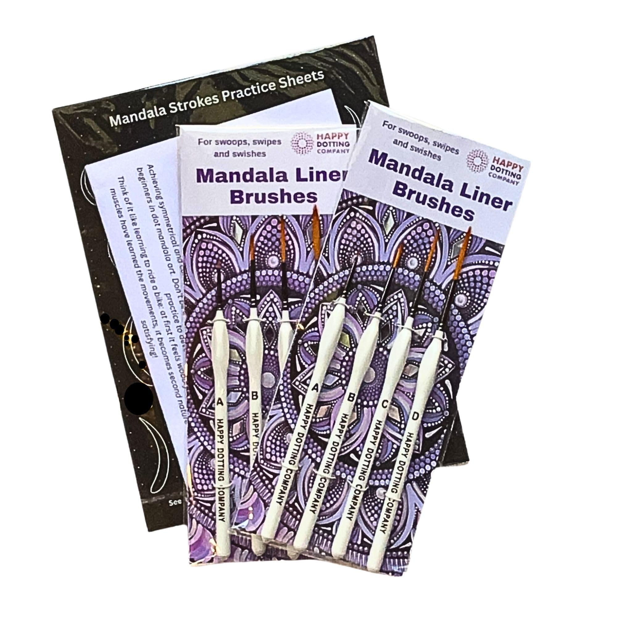 Mandala Liner Brushes for dot Mandala Art - 4 pc Liner Paint Brush Set x 2 - ...