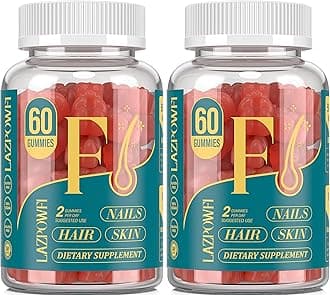 Biotin Gummies -Hair Skin and Nails Vitamins for Men & Women, Vegan Vitamin B7, Supports Hair Growth and Stronger Nails,60 Day Supply-Strawberry-2 Pack