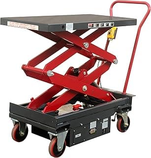 DC Powered Double Scissor Lift Table, 2000 lb. Cap, 39.75" x 20.5” Platform, 19.5" - 57" Lift Range – Functional Heavy Duty Work Bench Table
