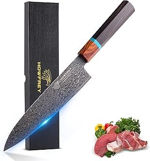 Damascus Chef Knife, 8 Inch 67-Layer Japanese Kitchen Knives Sharp High Carbon Stainless Steel with Ergonomic Pakkawood Handles, Elegant Gift Box Packaging for Home and Kitchen Birthday Dad Mom Gift