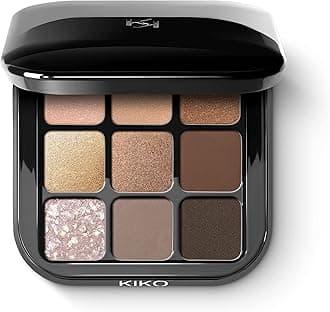 KIKO Milano Glamour Multi Finish Eyeshadow Palette 01 | Palette With 9 Eyeshadows In Different Finishes, 01 Earth Tones