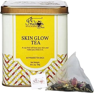 The Indian Chai – Skin Glow Tea | 30 Pyramid Tea Bags | With Rose, Chamomile, Lavender, Neem & Aloe Vera | Herbal Blend for Radiant Skin & Natural Clarity