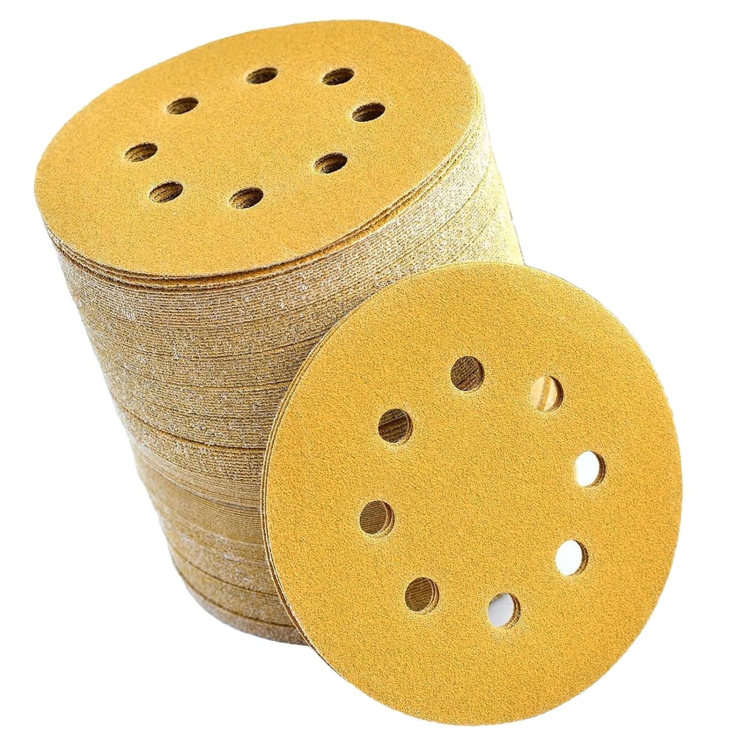 100 Pcs 5" Sanding Discs 120Grit 8-Hole Dustless Hook & Loop Backing Sandpaper,Aluminum Oxide Abrasive,for Woodworking Wood,Sand Automotive Paint