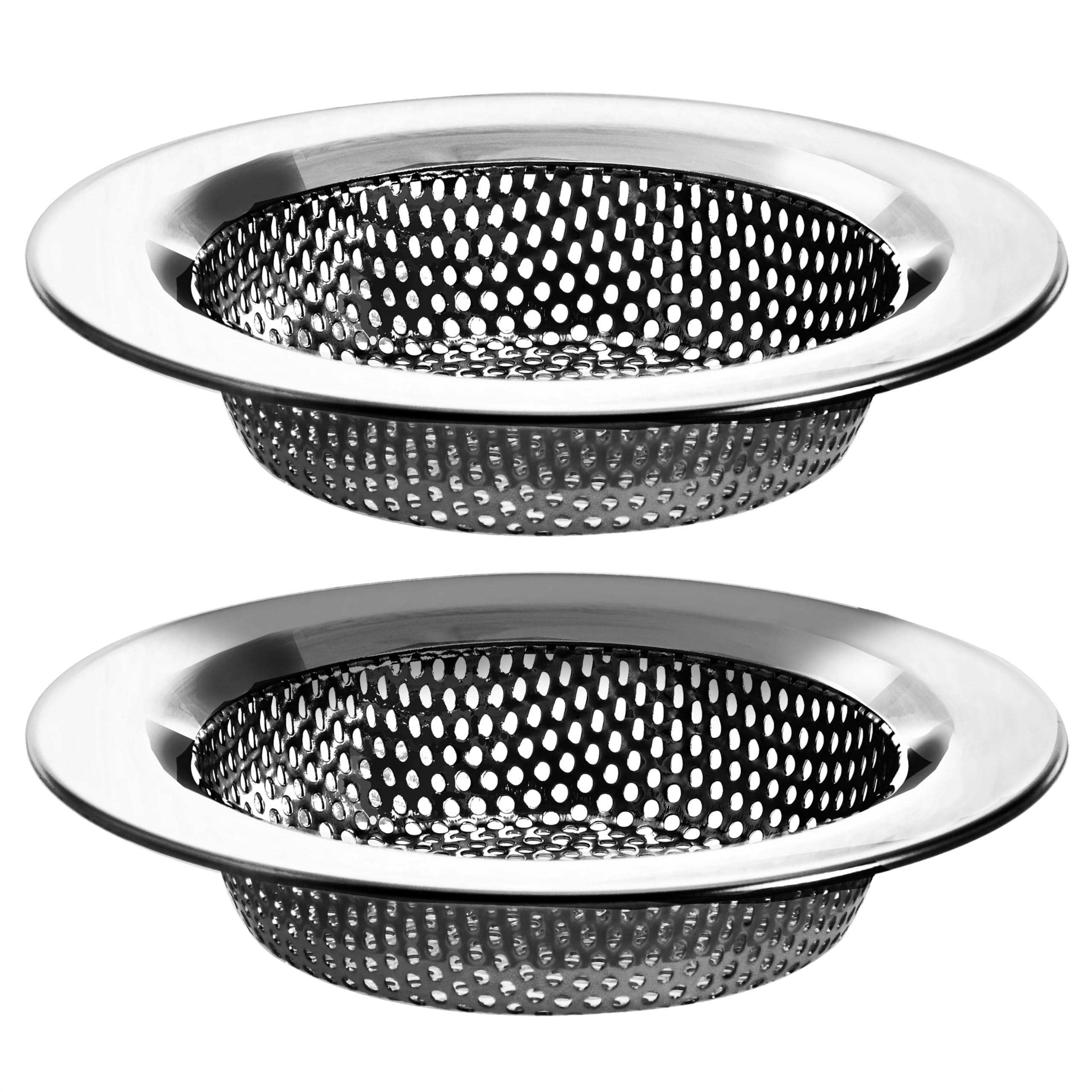 2 Pack - 4.5" Top / 3" Basket - Kitchen Sink Drain Strainer Large Basket Food Catcher. Stainless Steel