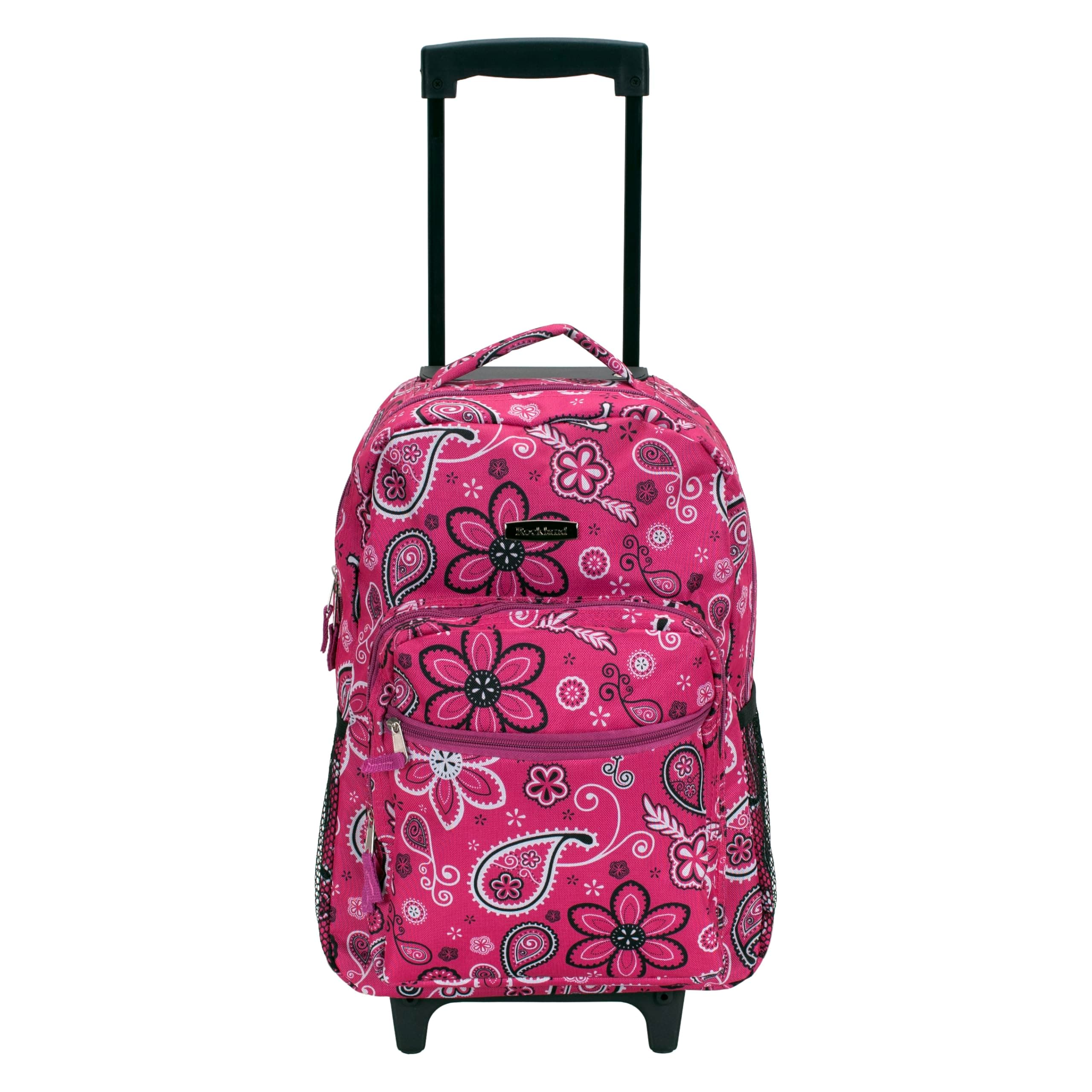 Rockland Double Handle Rolling Backpack, Bandana, 17"