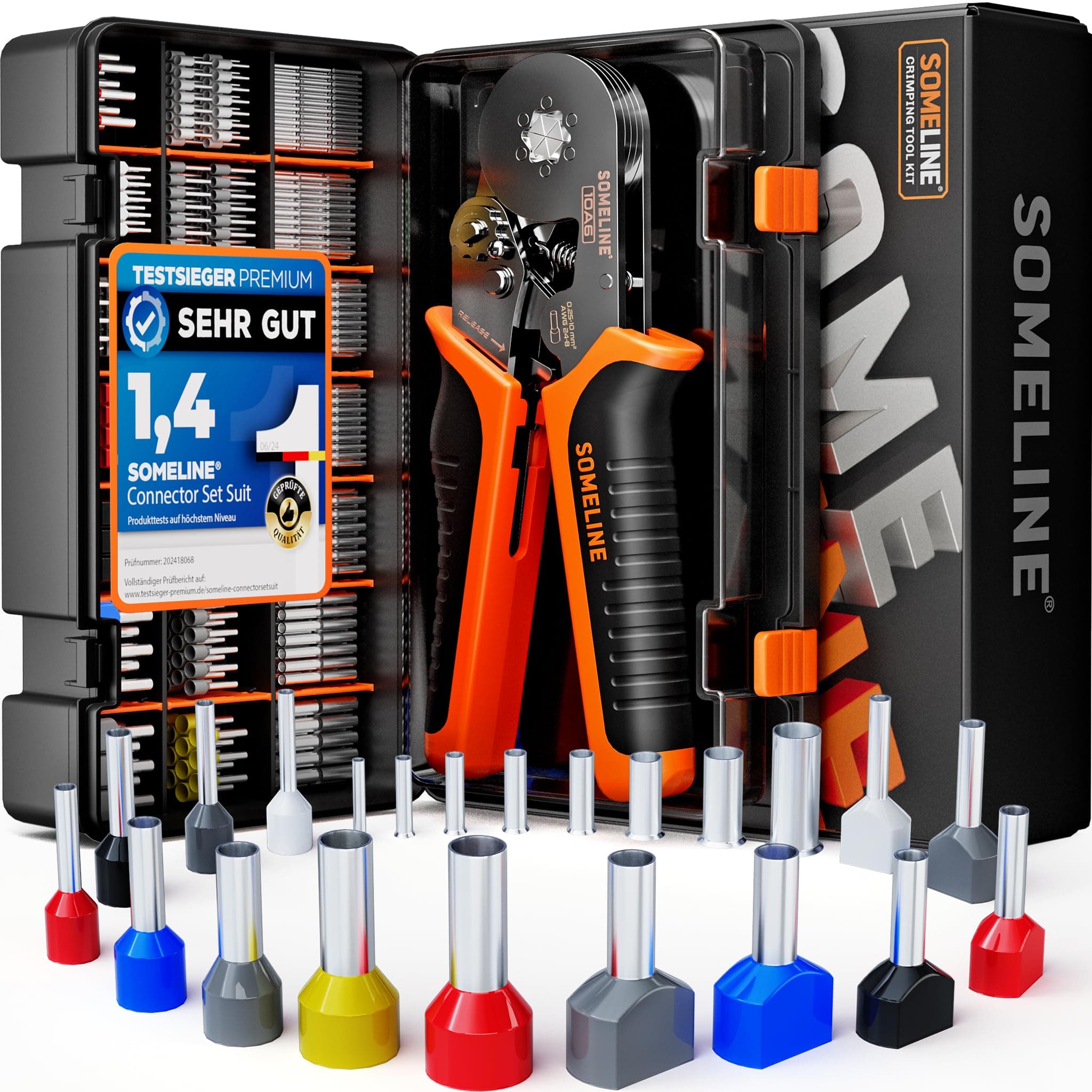 SOMELINE Crimping Tools Set with 21 Types of Ferrules - Hexagonal Ferrule Pliers 0.25-10mm²(AWG 24-8) I Electricians Tools, Crimper, Crimping Pliers, Wire Crimping Tool, Crimping Tool