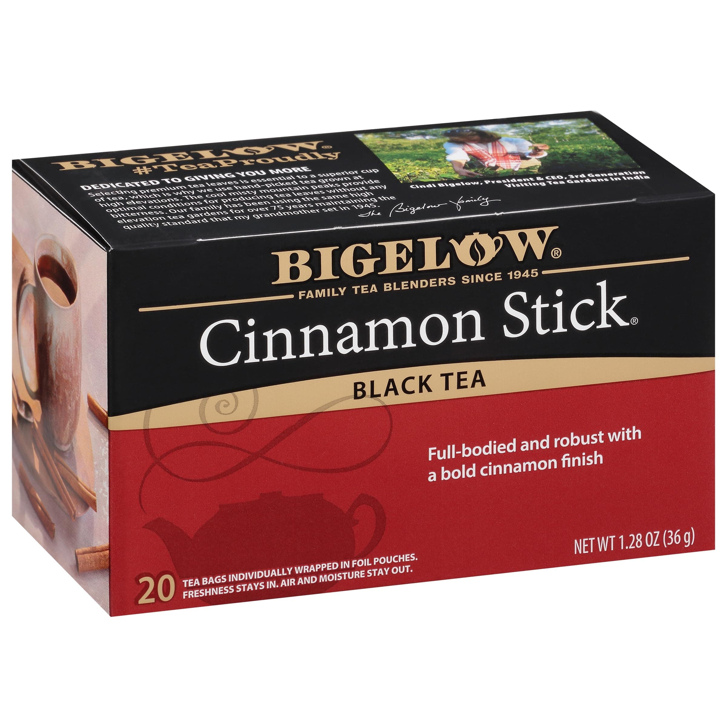 Cinnamon Stick Black Tea, Caffeinated Tea with Cinnamon, 20 Count Box (Pack of 6), 120 Total Tea Bags
