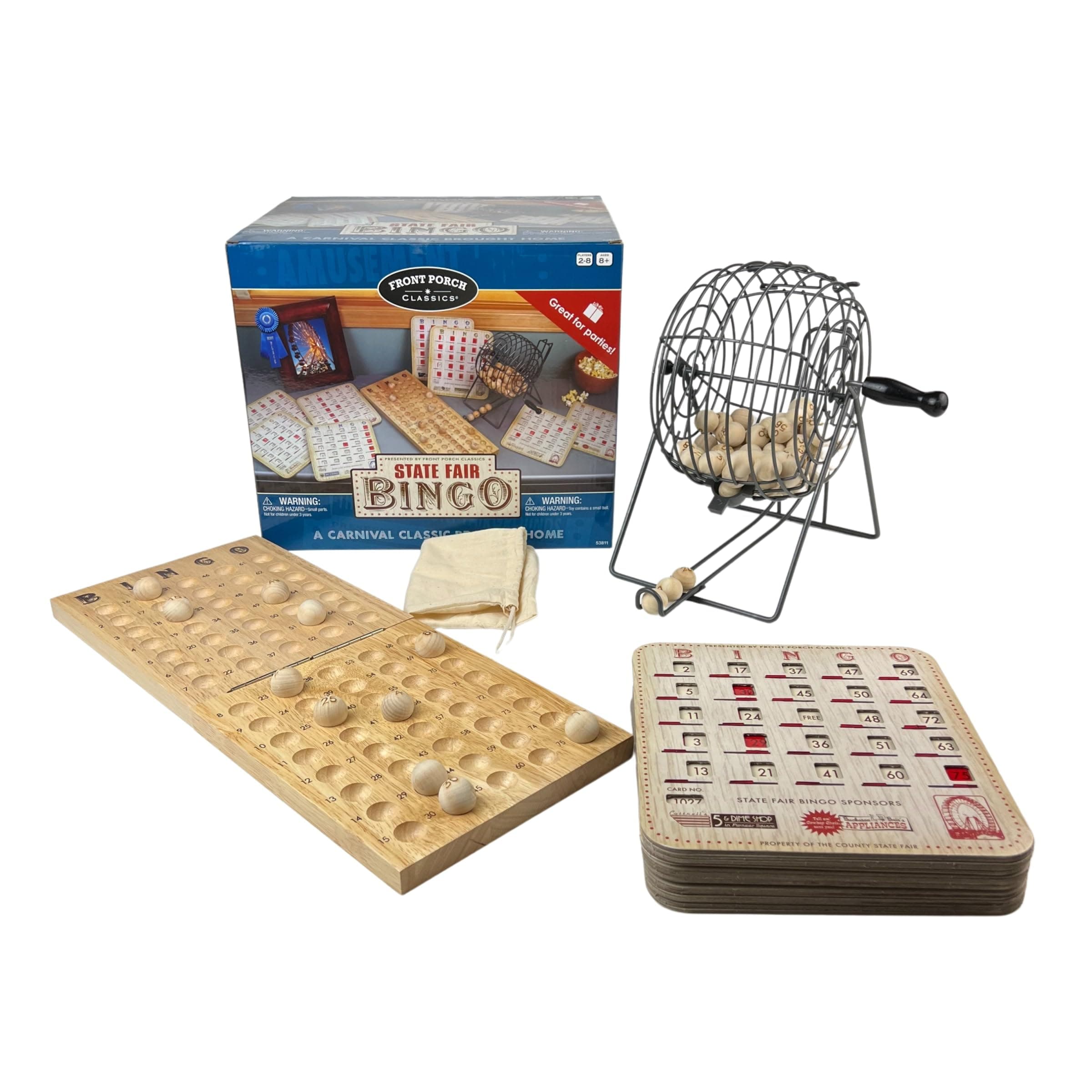 Front Porch Classics State Fair Bingo Deluxe Edition - Craftsmanship for an Authentic Retro-Style Experience - Intergenerational Fun for Friends and Family, 10x11x14 in
