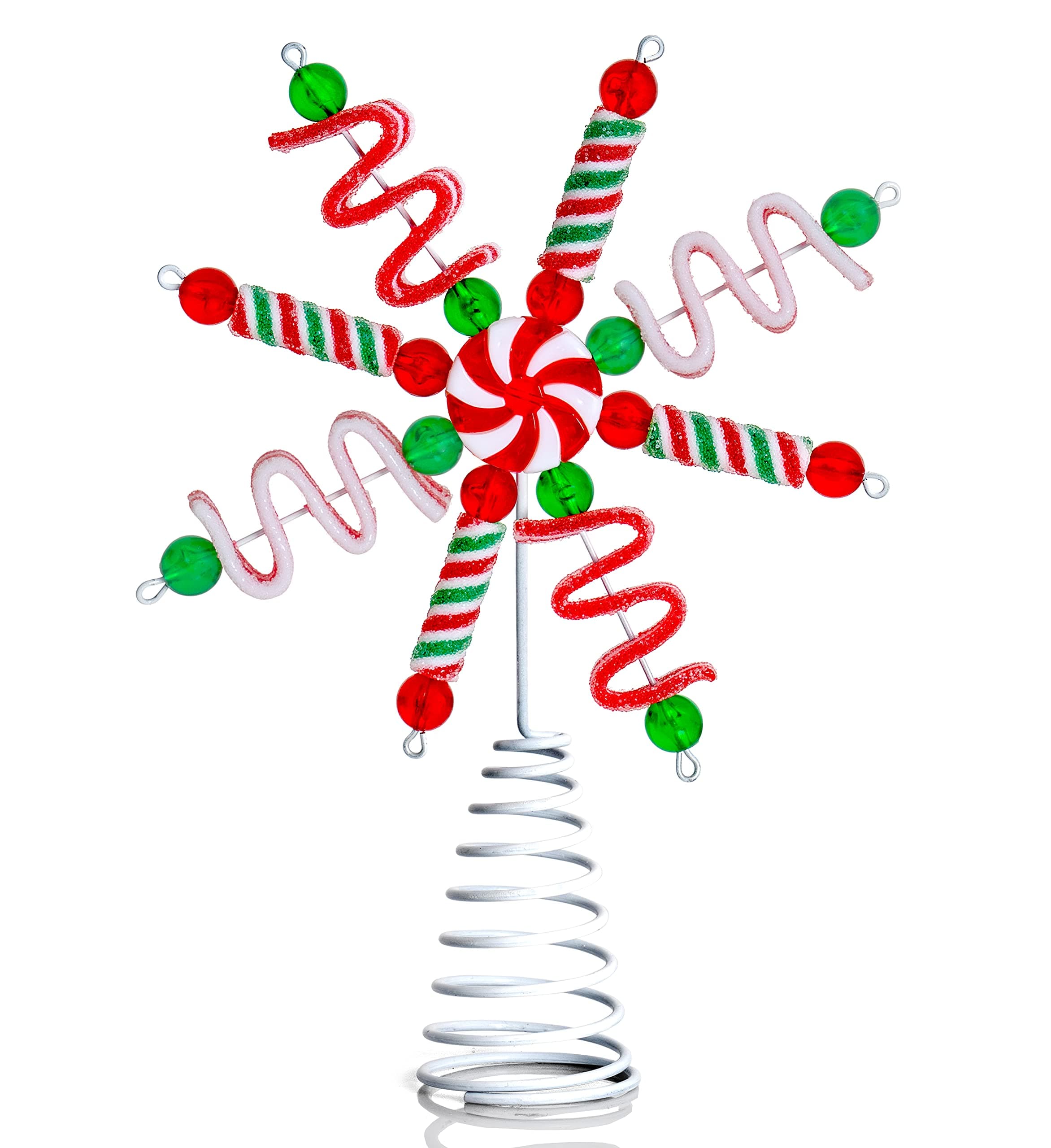 Ornativity Candy Snowflake Tree Topper - Peppermint Candy Cane Sour Belt Jelly Licorice Star Snowflakes Christmas Tree Top Decorations Xmas Holiday Toppers Decor 10"