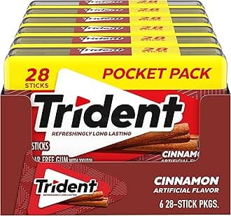 Cinnamon Sugar Free Gum, 6 Pocket Packs of 28 Pieces (168 Total Pieces)