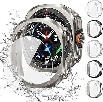 Tensea [5+5Pack for Samsung Galaxy Watch Ultra 2025 / Galaxy Watch 7 Ultra 2024 47mm Accessories, Hard PC Bumper/HD Anti-Fog Tempered Glass Protective Film, Face Cover Set for Women Men