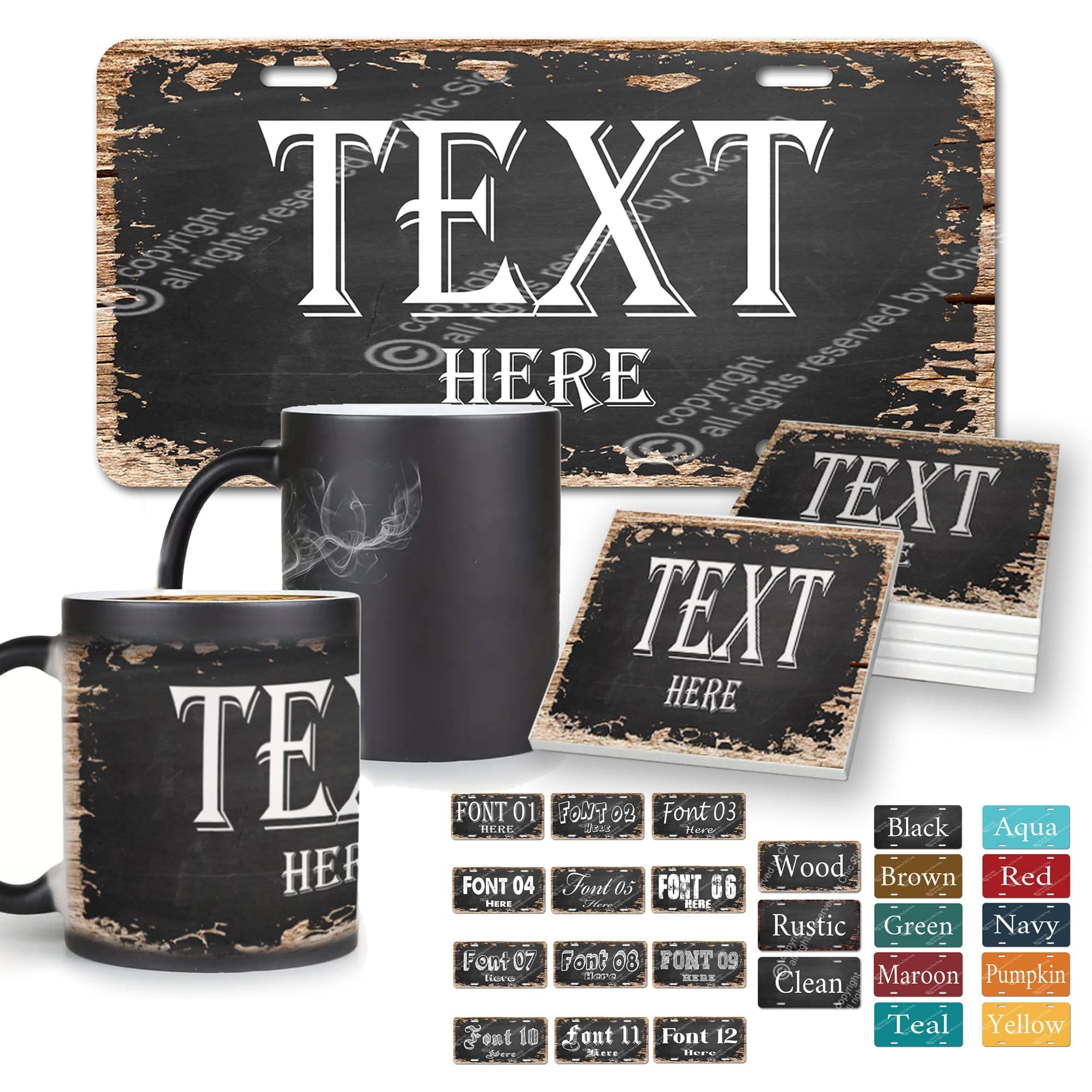 Any Text here Custom Personalized Chic Sign Coaster mugs Vintage Retro Rustic 6"x 12" inches Metal Plate Store Home Man cave Funny Decor Gift Ideas