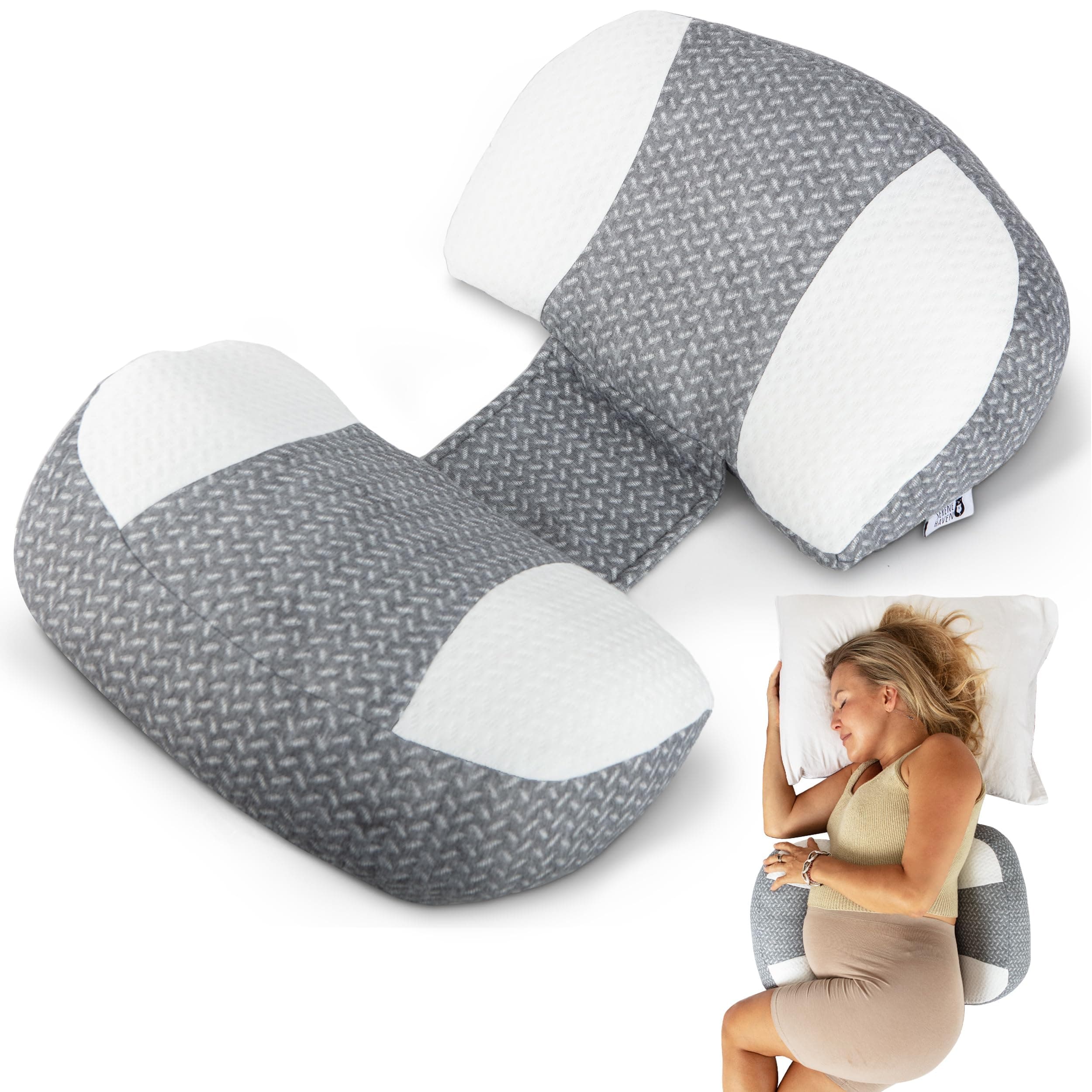 Plus Sized Pregnancy Pillow for Sleeping - Belly, Hip, Back Support for Pregnant Women -Maternity Wedge Pillow for Reducing Pregnancy Fatigue- Adjustable and Washable