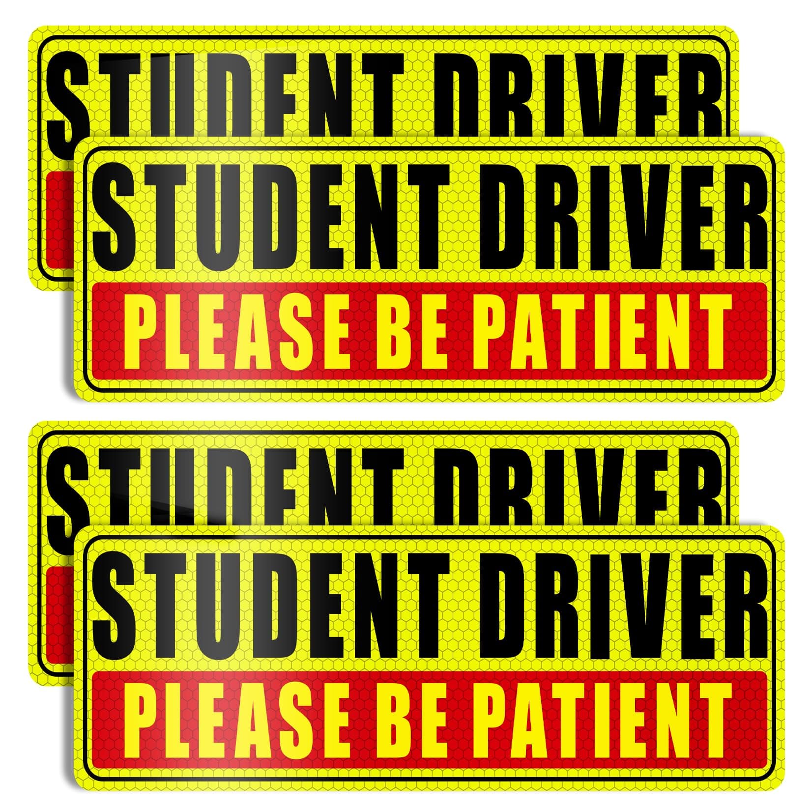 Sukh Student Driver Magnet for Car - Be Patient Student Driver Magnet Boys and Girls New Student Driver Sticker Safety Warning Reflective Signs Reusable Movable 4 Pcs