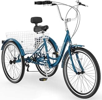 Adult Tricycles 3 Wheel 7 Speed Trikes, 20/24/26 inch Adult Trikes 3 Wheeled Bike with Basket for Seniors, Women, Men