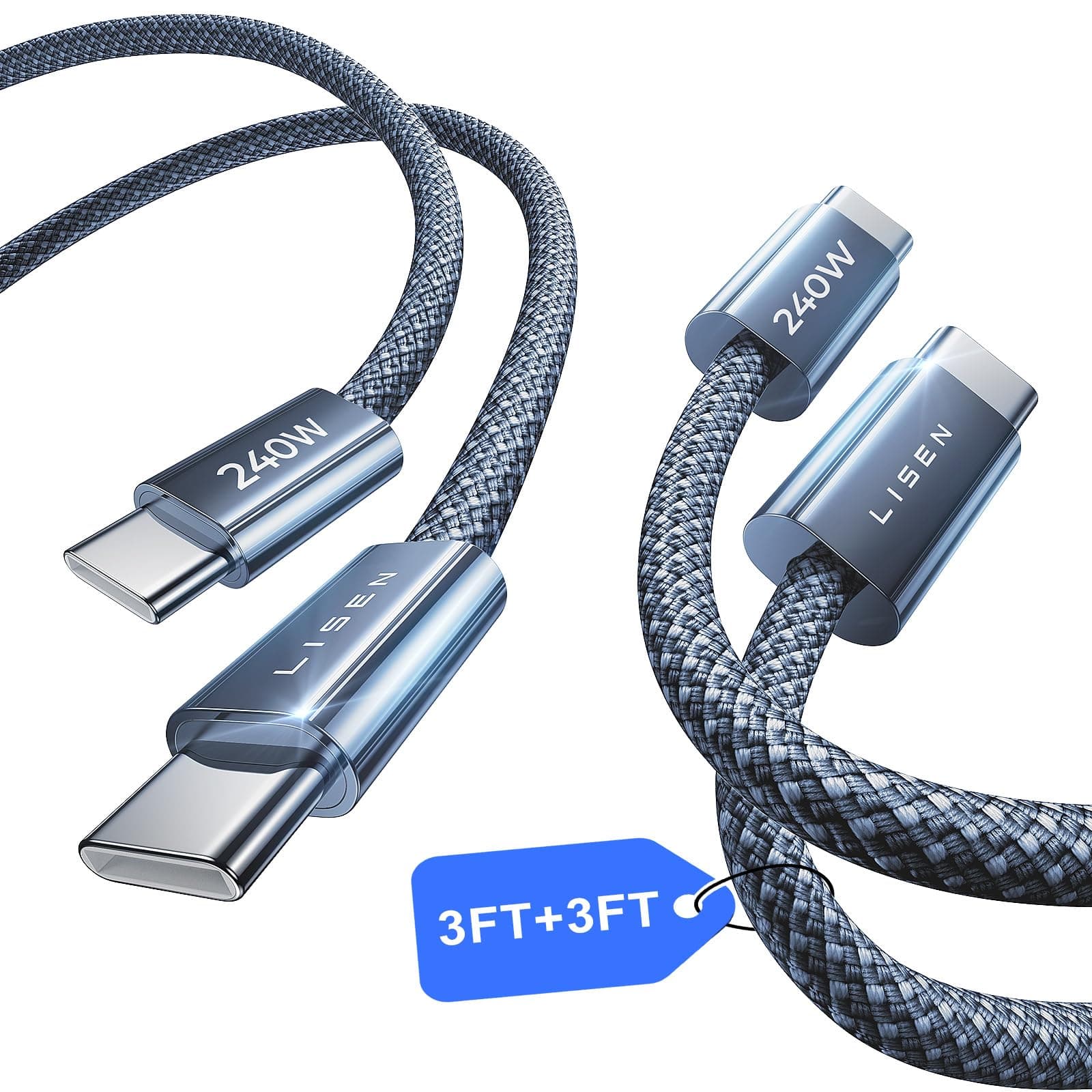 USB C to USB C Cable, 240W C to C Cable Fast Charging [3.3FT, 2 Pack] Type C Charger Fast Charging USBC to USBC Cable for iPhone 17 16 15 Pro Max iPad MacBook Neo Air Pro Samsung S26 S25 Ultra