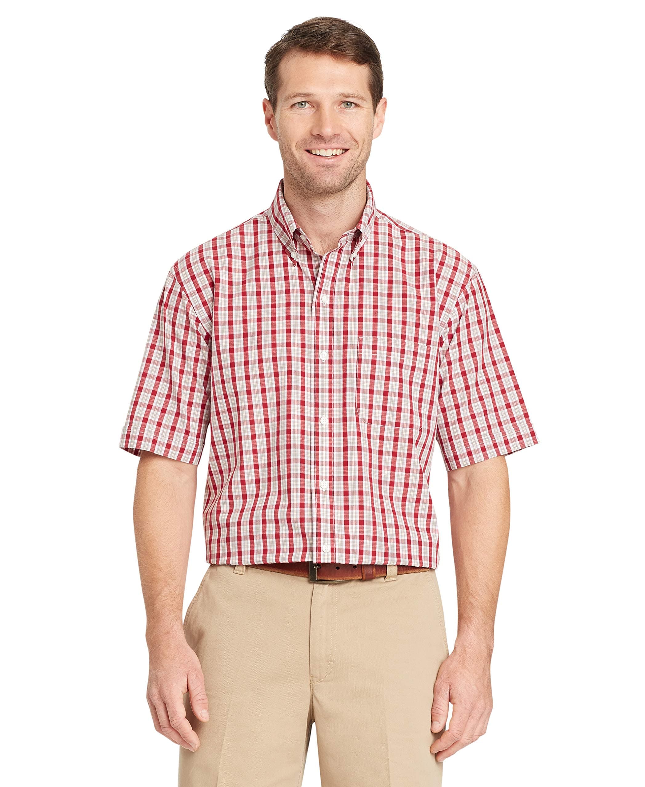 Men's Hamilton Poplins Short Sleeve Button Down Plaid Shirt