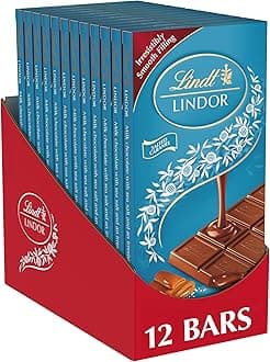 LINDOR Salted Caramel Milk Chocolate Truffle Bar, Easter Chocolate Candy Bar with Smooth Center, 3.5 oz. (12 Pack)