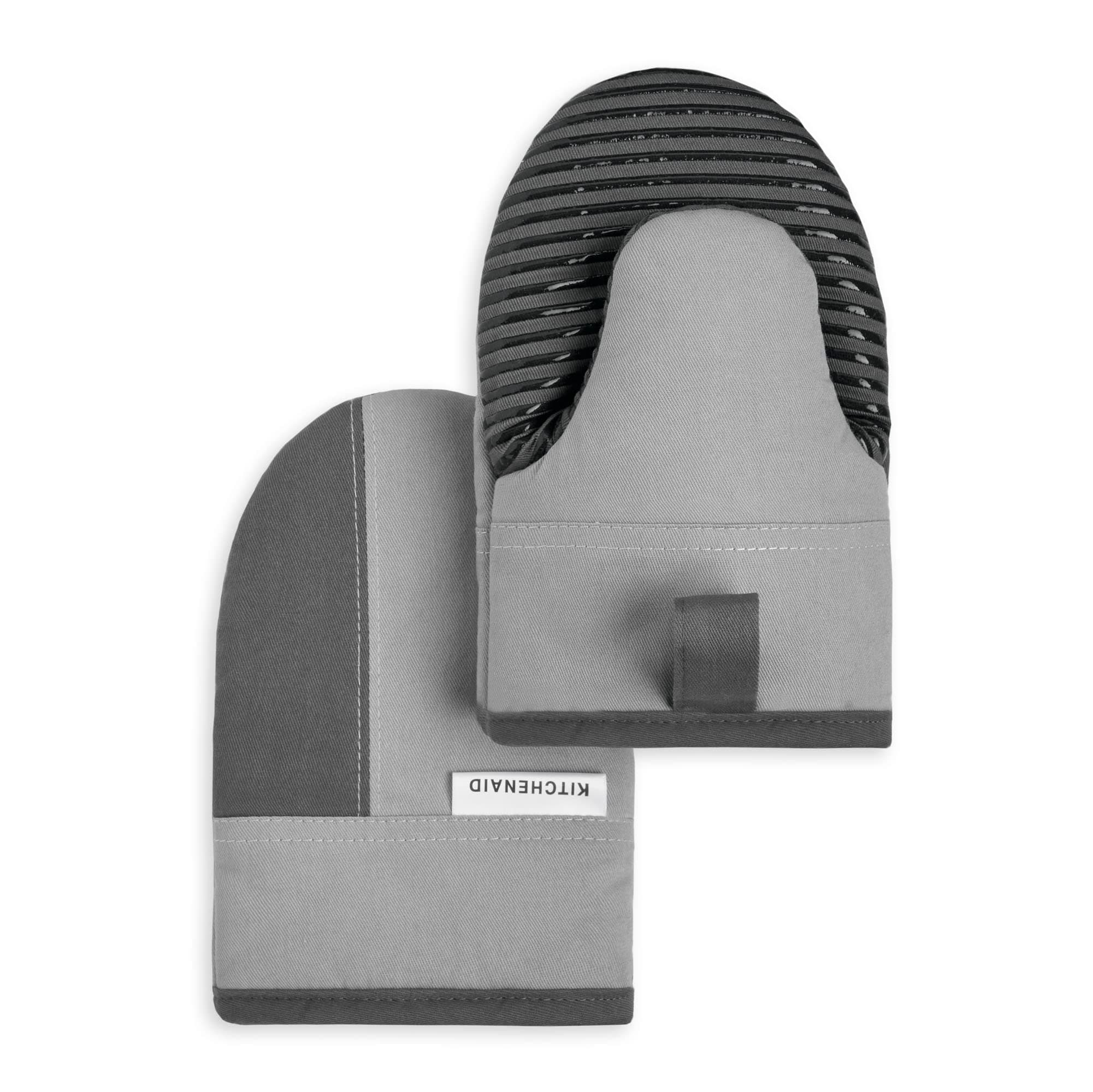 KitchenAid Kitchen Aid Beacon Mini Oven Mitt Set, 5.5"x8", Cool Grey/Contour Silver