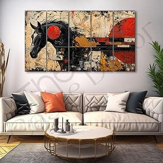 The Castle Decor Modern Horses painting with frame Big Size 27x48 Wall art for living room,Bedroom,Drawing room,Hotels-Wooden Framed-706