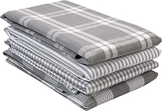 LANE LINEN Cotton Kitchen Towels Set, 4-Pack – Absorbent, Quick-Drying Dish Towels, Tea Towels, 18" x 28" - Slate Grey