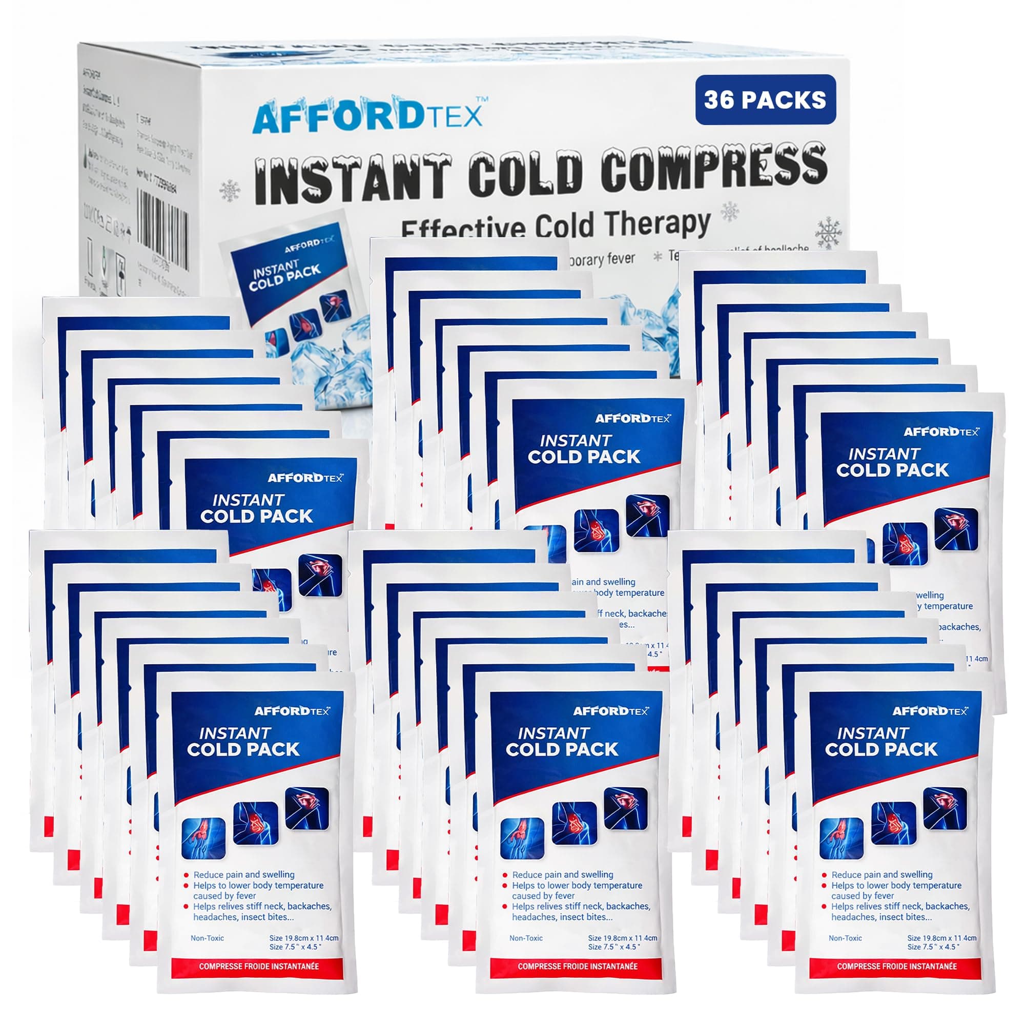 Instant Cold Pack -6 Count Disposable Large 7.5 x 4.5 Inches Ice Packs