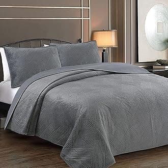 Cozy Line Home Fashions Dark Gray Velvet Basketweave Luxurious Velveteen Velour Super Soft Quilt Bedding Set, Coverlet, Bedspread (King - 3 Piece)