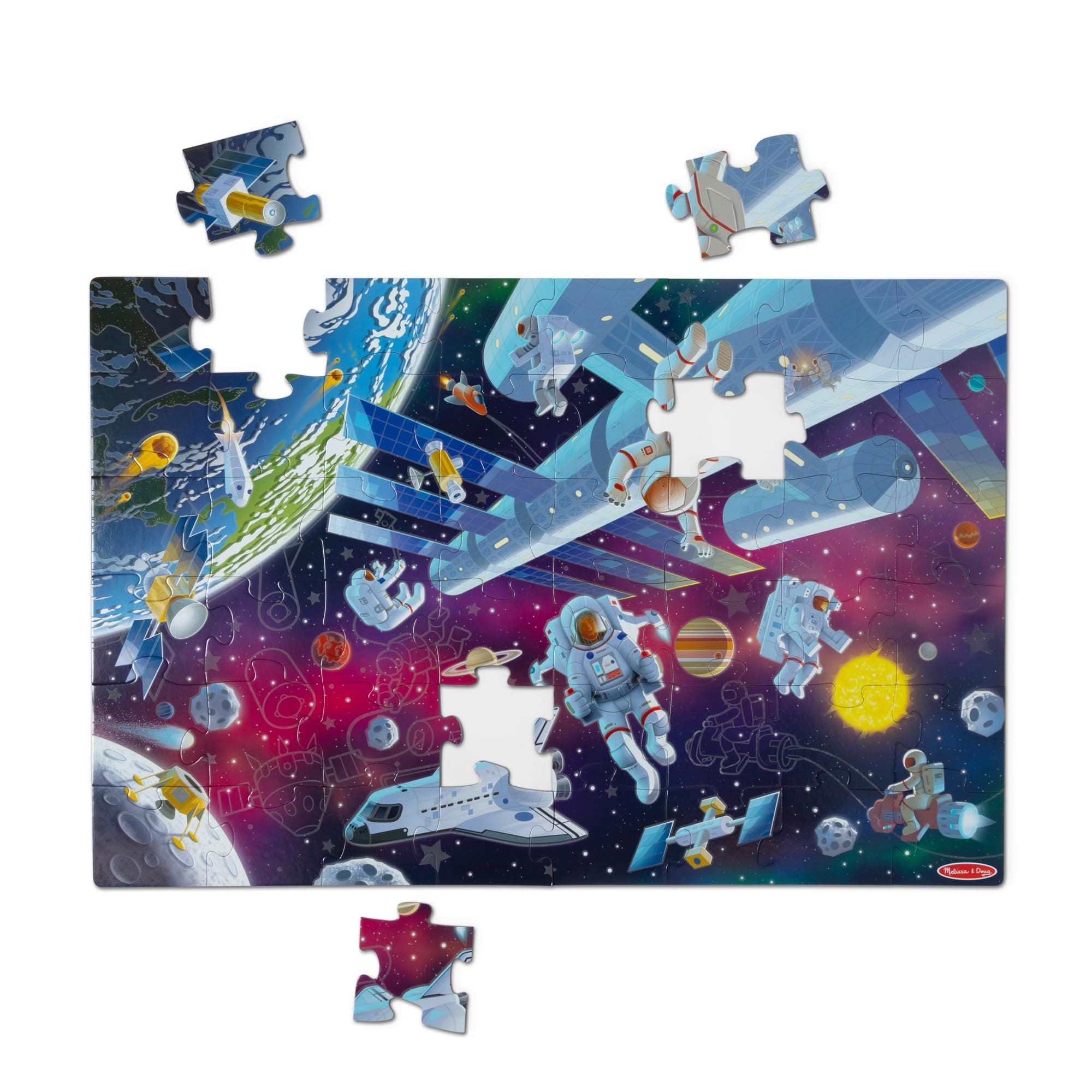 Outer Space Glow in the Dark Floor Puzzle – 48-Piece Oversized Puzzle with Vivid Planet & Galaxy Artwork – Fine Motor Skills, Problem-Solving & Educational Fun for Ages 3+ | MD31010