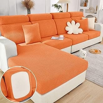 Stretch Sofa Covers for Cushion Couch,Universal Wear Resistant Slipcover with Elastic Bottom,Magic Couch Cover Furniture Protector,Anti-Slip L Shape Sofa Cover,Back Cover M,Weave-Vitality Orange