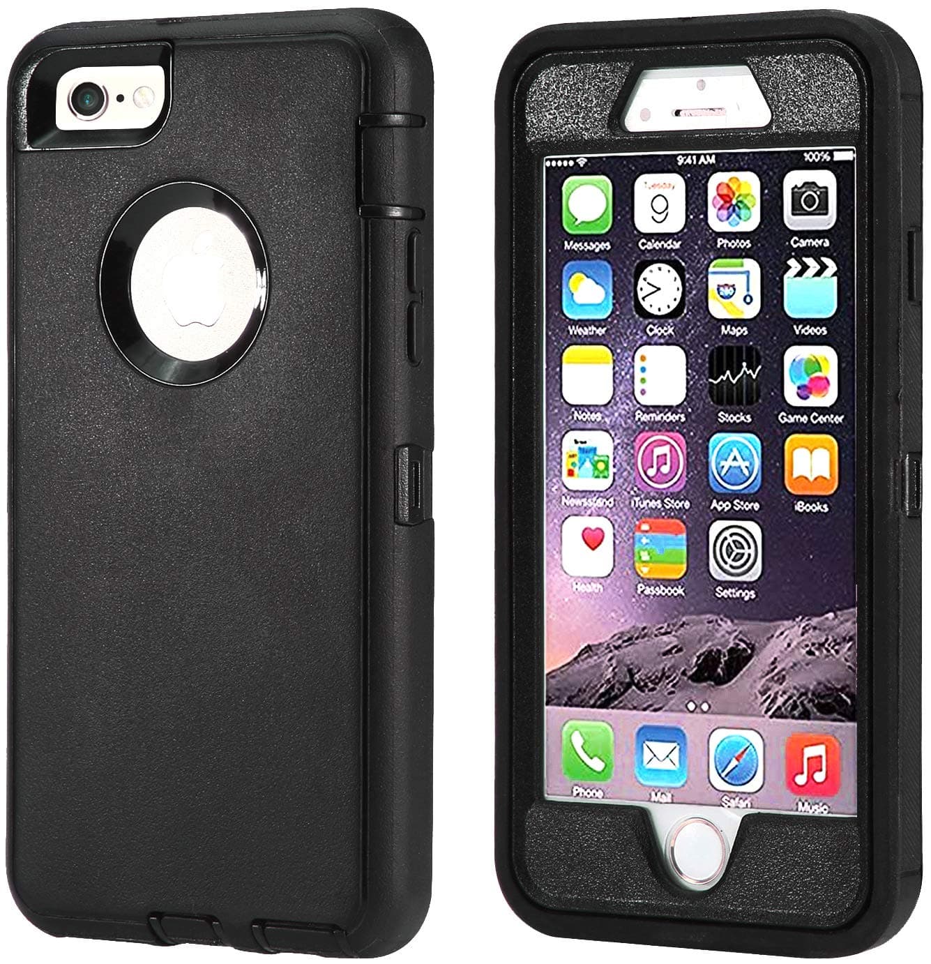 Case for iPhone 6S / iPhone 6,[Heavy Duty] Built-in Screen Protector Tough 3 in 1 Rugged Shorkproof Cover for Apple iPhone 6 / iPhone 6S (Black)