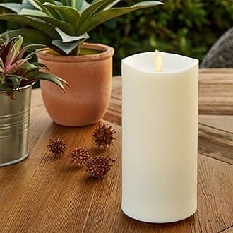 Pearl Ivory Outdoor Flameless Candle 3.25" x 7", Separate Remote, Moving Flame Flickering Realistic LED Battery Operated Pillar Lights Decor, Outside Lantern Halloween Christmas Decorations