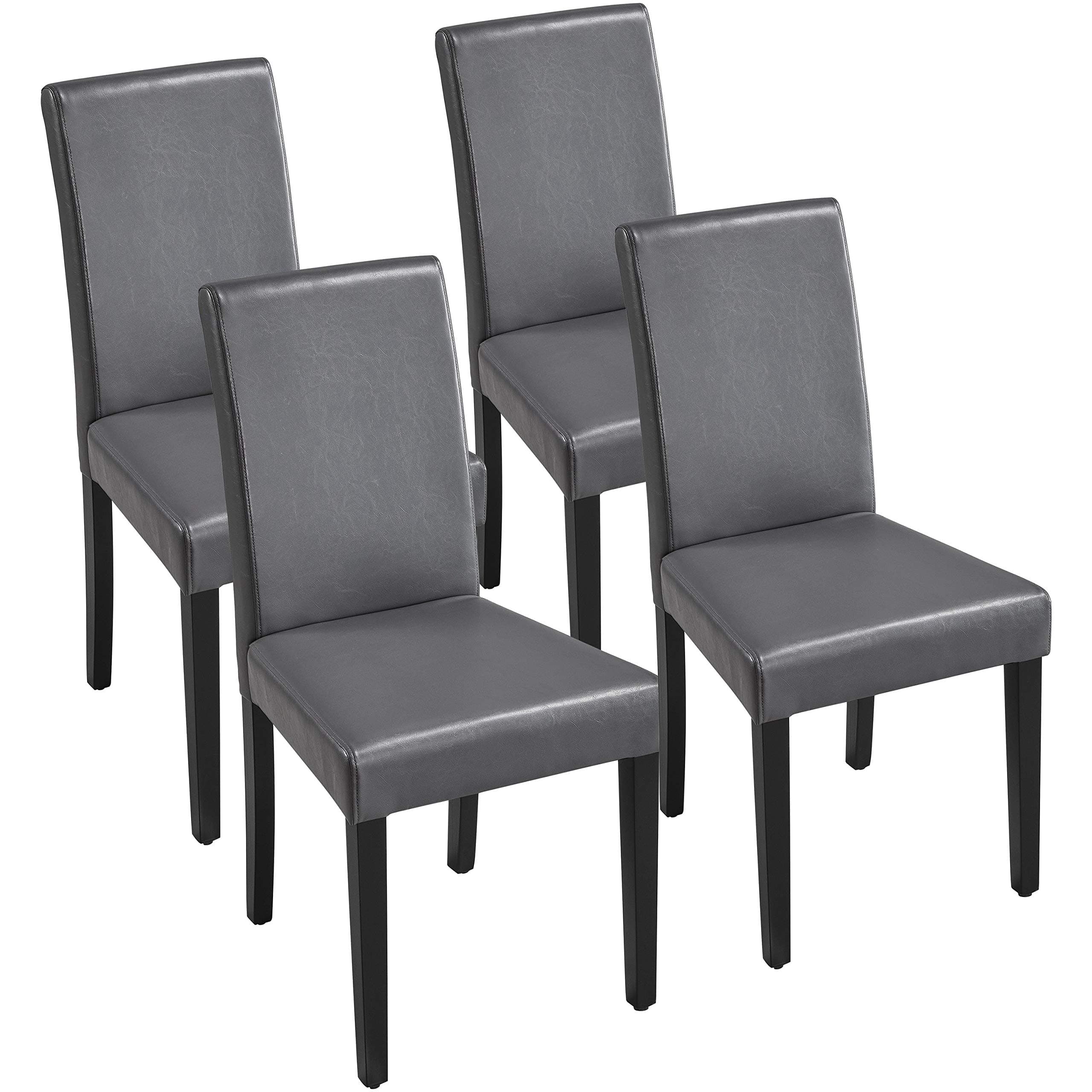 Yaheetech Dining Chairs Set of 4 Modern High Back PU Leather Padded Seat w/Adjustable Solid Wooden Legs Home/Restaurant/Kitchen Grey