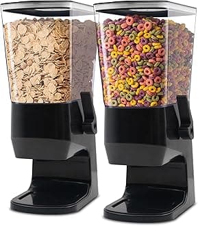 Cereal Dispenser Countertop Black 2 Pack,Dry Food Dispenser, Cereal Containers Storage Food Dispenser, 3.2L Snack Organizer Containers Storage for Pantry Kitchen Organization Oatmeal Nut Granola
