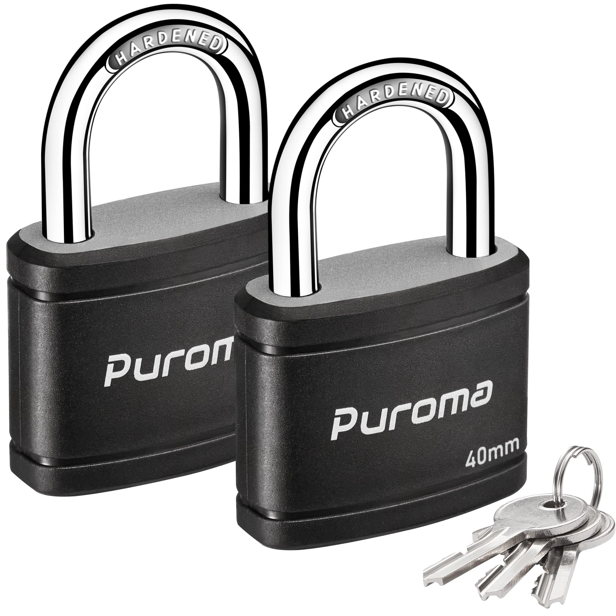 2 Pack Keyed Padlock with 3 Keys Alike, 7/8 Inch Locker Lock 40mm Heavy-Duty Locks for Gate Fence Hasp Cabinet Toolbox School Gym Locker (Black)