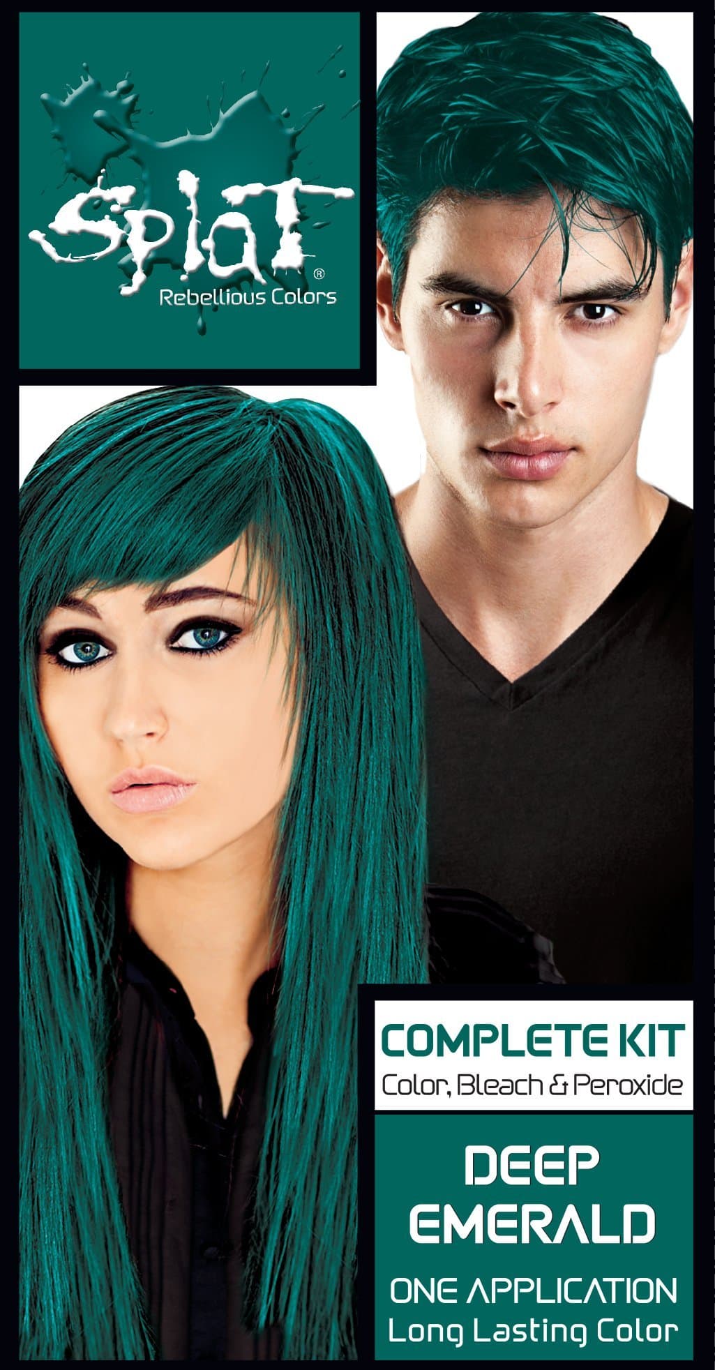 Splat Deep Emerald Semi Permanent Hair Dye Kit with Bleach, 1 Application, Includes Green Hair Dye, Oxide & Bleach Powder, Vegan & Cruelty Free Hair Color