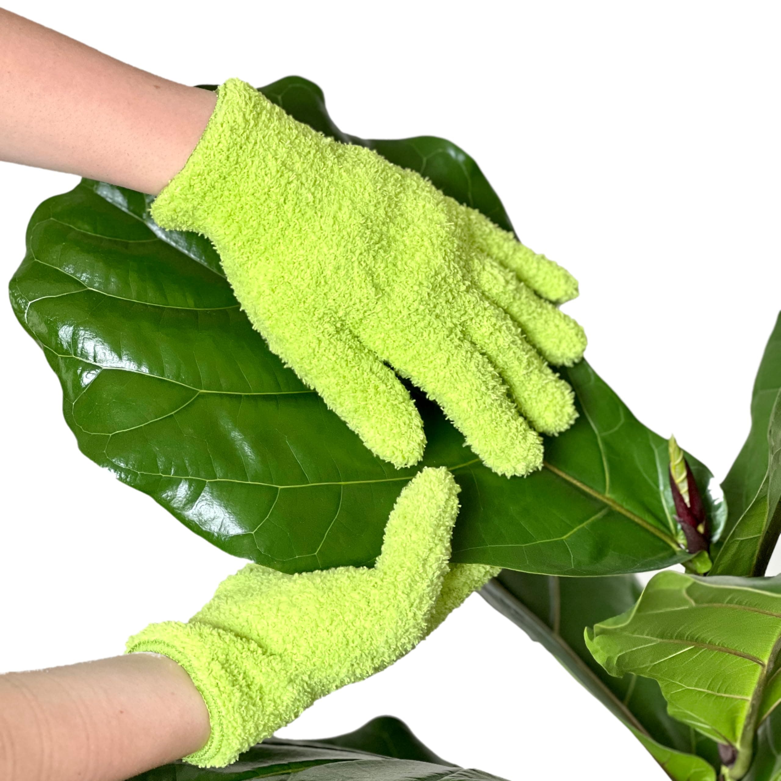BLESS YOUR SOIL Microfiber Dusting Gloves for Plants : Premium, Gentle, Traps Dust, Washable, Lint Free : Use with Big Leaf Energy ready-to-use spray for houseplants