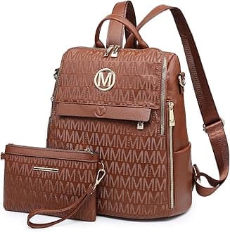 MKP Women Fashion Backpack Purse PU Leather Convertible Medium Ladies Rucksack Travel Shoulder Bags Handbag and Purse 2Pcs