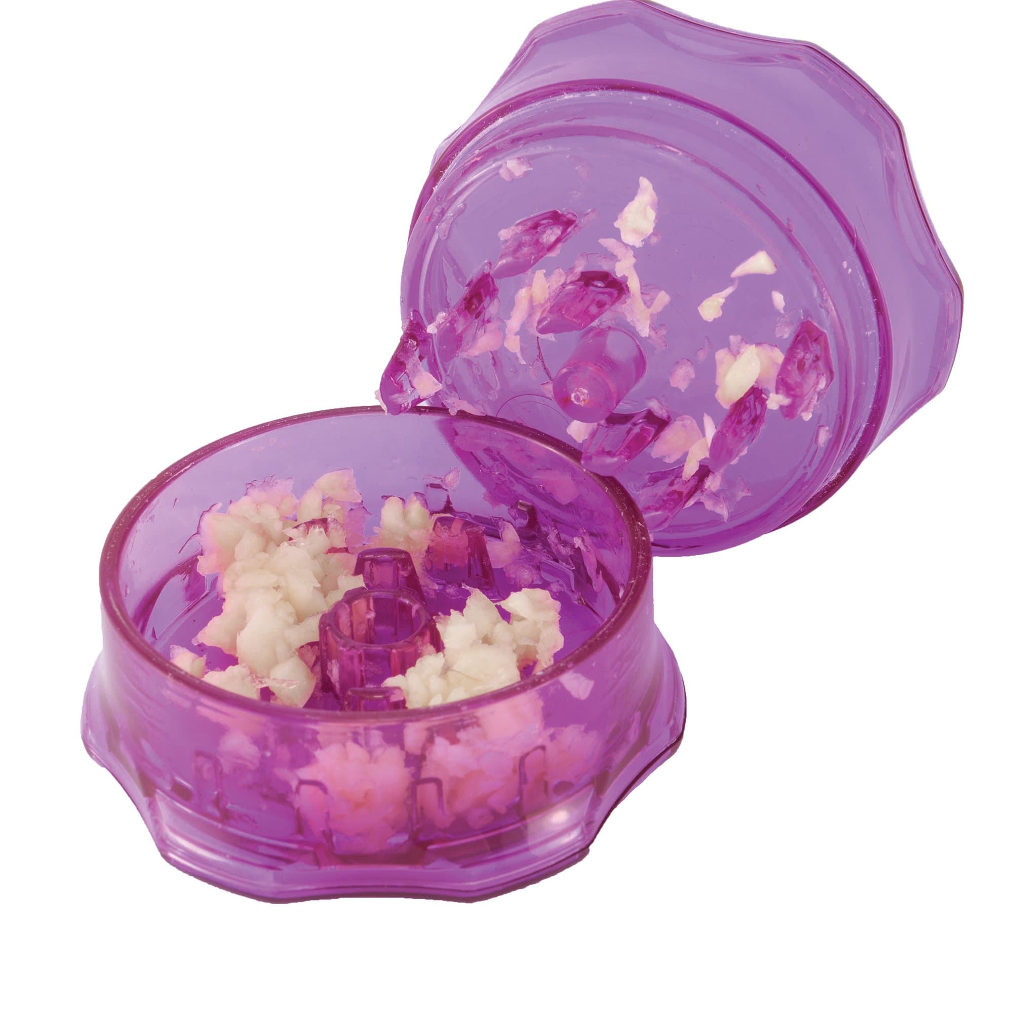 Native Spring No Mess Garlic Press with a Twist-Peels Minces or Crushes for Quick Meal Preparation Purple