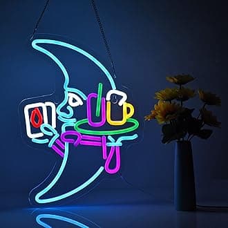 Neon Sign for Wall Décor Blue Moon Neon Signs with Dimmable Switch LED Neon Signs Bedroom Beer Bar Neon Light Sign Hotel Party Club Office Art Lights