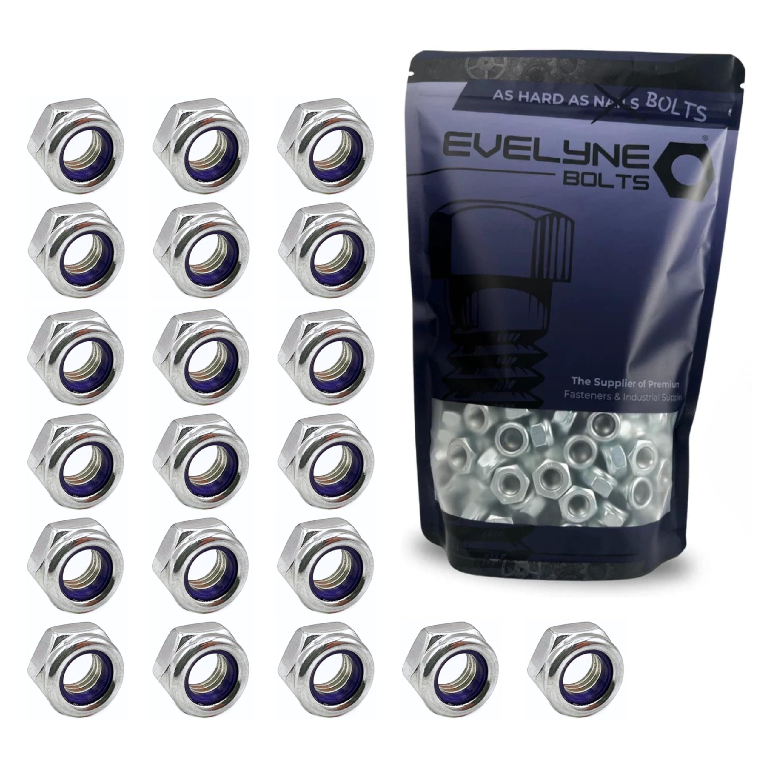 M5 Nyloc Steel Nuts, 5mm Self Locking Nuts with Nylon Inserts (20 Pack) Evelyne