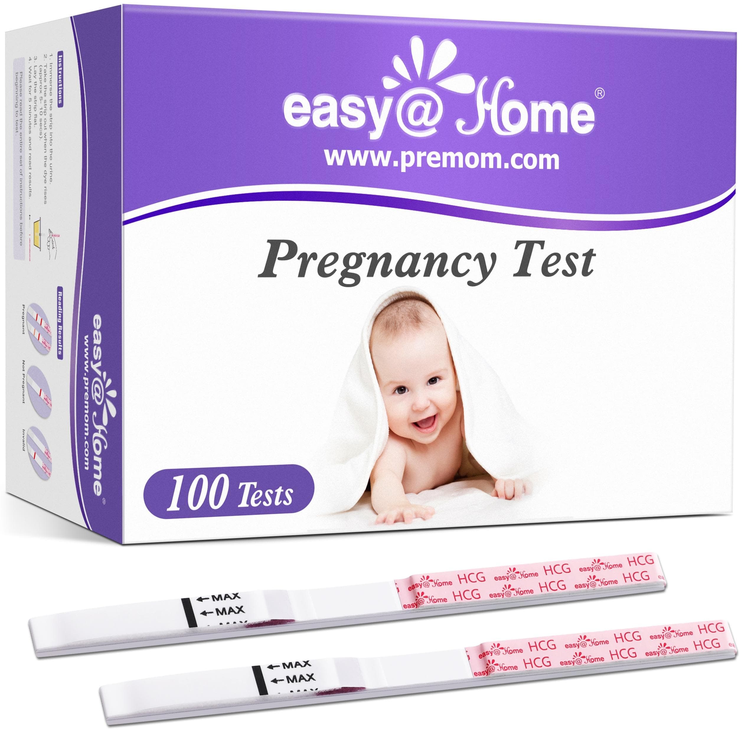 Pregnancy Test Strips Kit: 100-Pack HCG Test Strips, Early Detection Home Pregnancy Test EZW1-S:100
