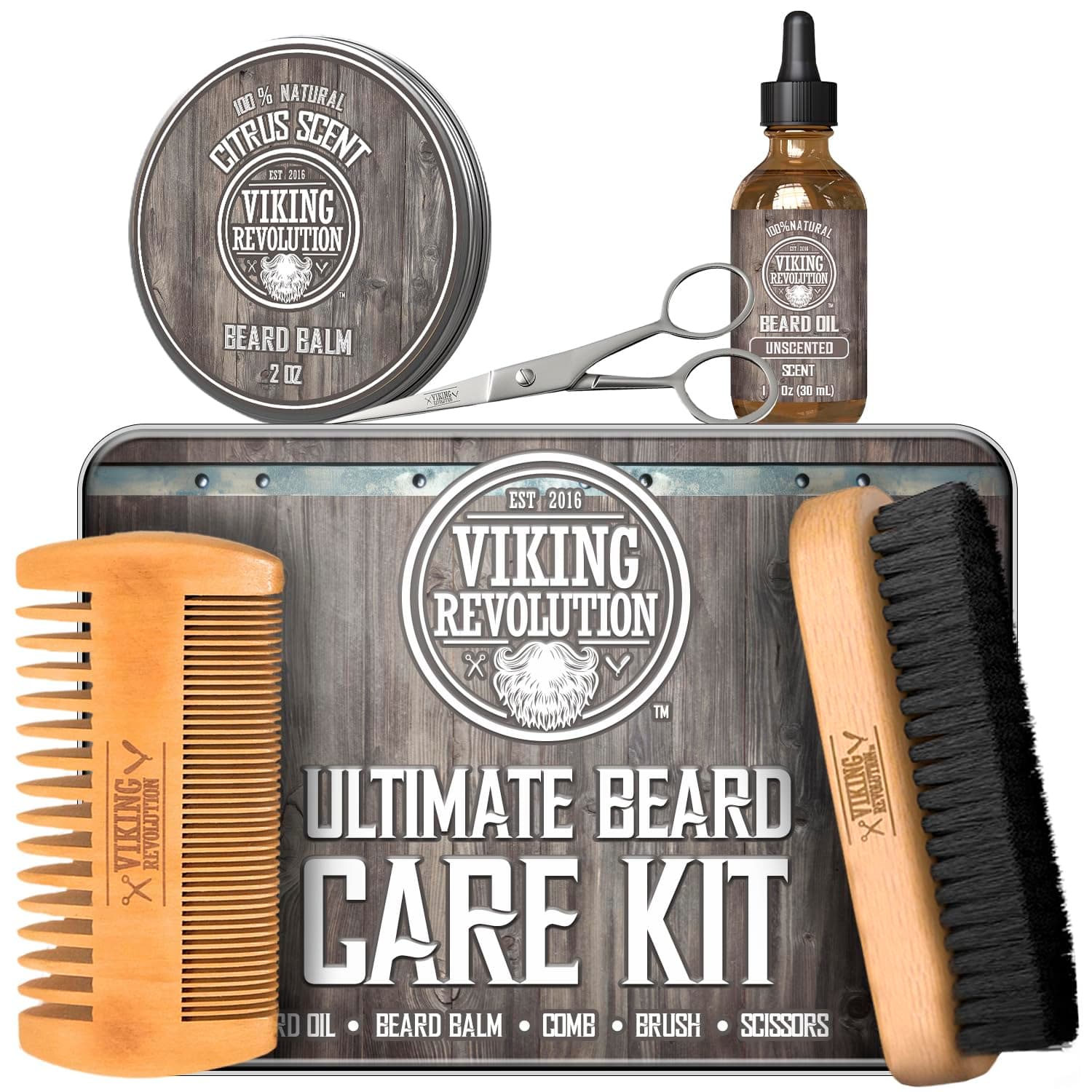 Ultimate Beard Kit - Beard Grooming Kit with Beard Brush, Beard Comb, Beard Balm, Beard Oil, Beard & Moustache Scissors - Gifts for Men
