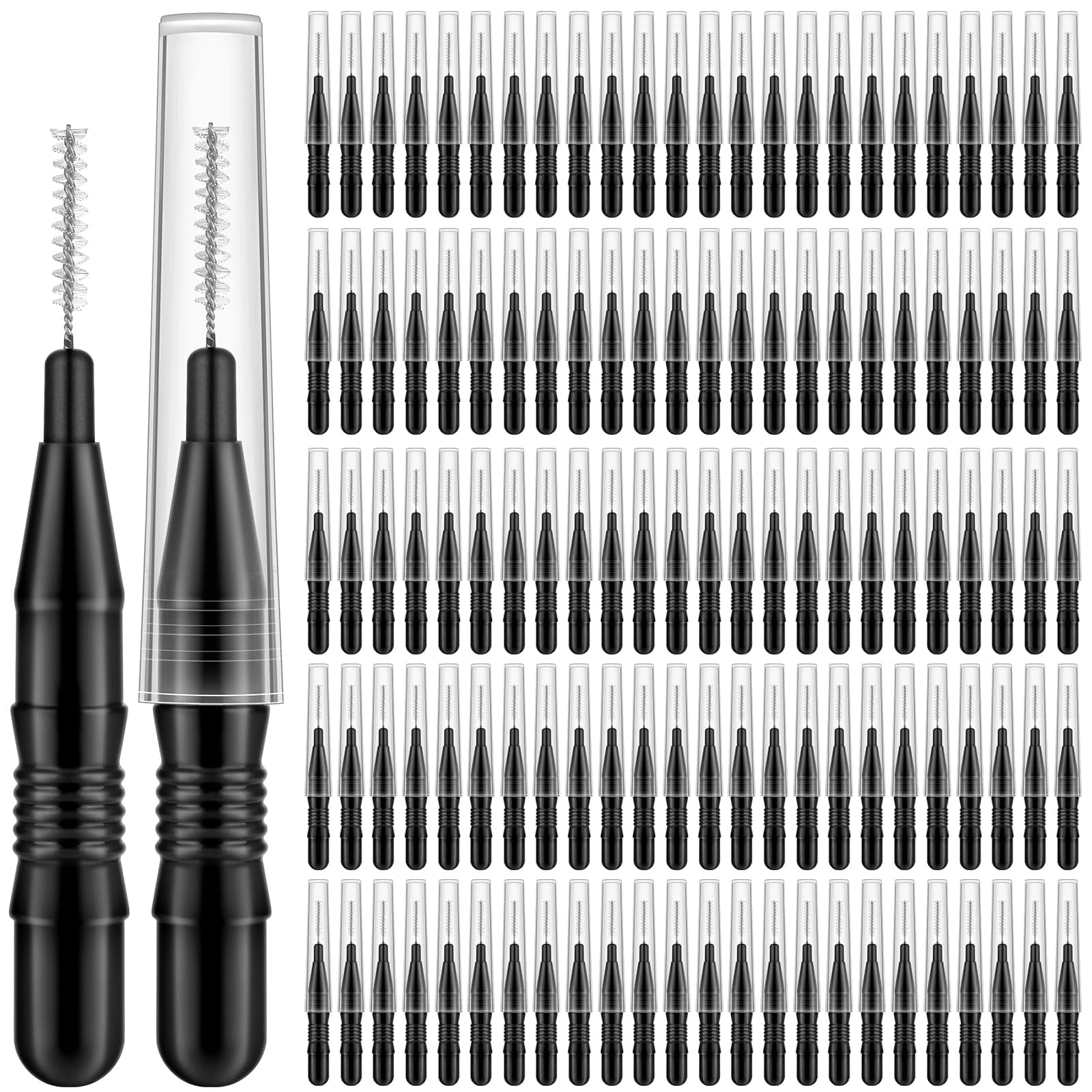 MAPVOLUT 120Pcs Micro Eyebrow Brush with Cap Brow Lamination Brush Spoolies for Brow Eyelash Brush Lash Filler & Lift And Tint Tools for Brows and Lashes Comb Extensions