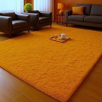 Aspire Homeware Rugs Living Room Large 160x230 Cm - Area Rugs for Bedroom - Super Soft Anti Slip Fluffy Shaggy Rug Thick Pile Non Shedding, Ochre