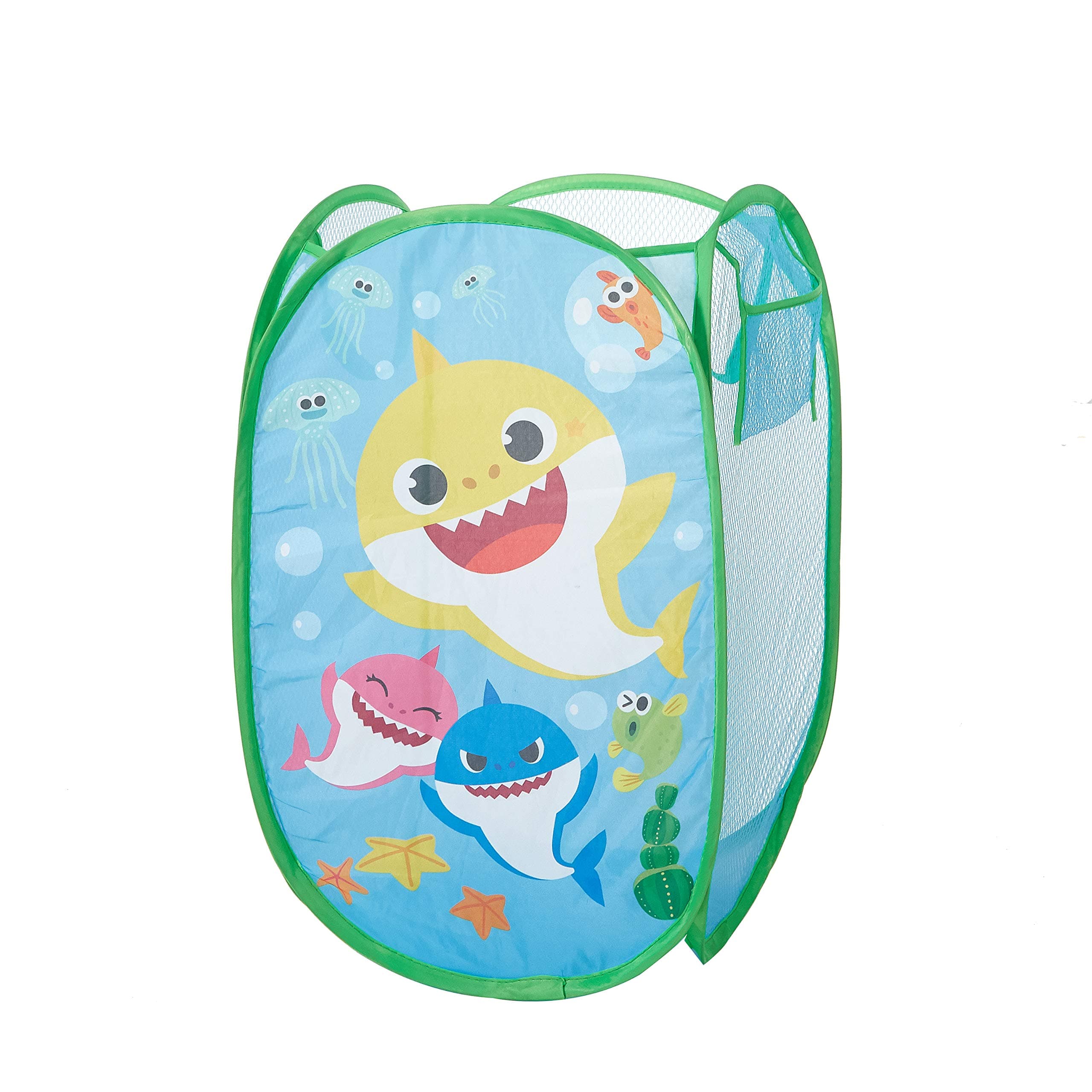 IDEA NUOVA Baby Shark Pop Up Hamper Storage Bin with Durable Carry Handles, 21"H x 13.5"W X 13.5"L